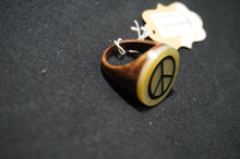 Load image into Gallery viewer, Peace Sign wooden Ring, Size 7 1/4