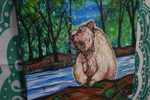 Load image into Gallery viewer, Bear Catching Wild Fish Acrylics Canvas Art