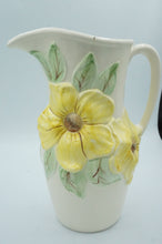 Load image into Gallery viewer, Vintage Bright Yellow Flowers Pitcher with Handle, Ceramic, Holland Mold
