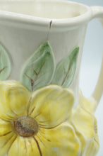 Load image into Gallery viewer, Vintage Bright Yellow Flowers Pitcher with Handle, Ceramic, Holland Mold
