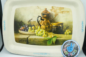 Vintage Metal Dinner TV Tray with Fruit Art - ohiohippiessmokeshop.com