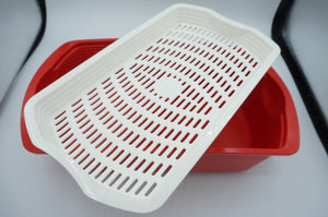 Tupperware Mid-Century Red Steamer Container -ohiohippiessmokeshop.com