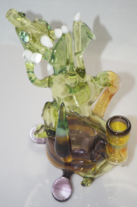 Green Orb Dragon American Glass Oil Rig Pipe