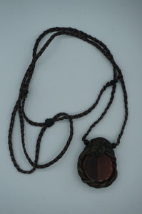 Hemp String, Red Tigers Eye Clay Necklace - Caliculturesmokeshop.com