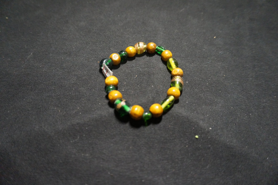 Golden, Green Glass Bead Bracelet - Caliculturesmokeshop.com