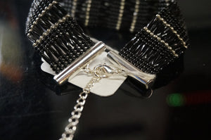 Black/Silver Glass Beaded Bracelet - Caliculturesmokeshop.com