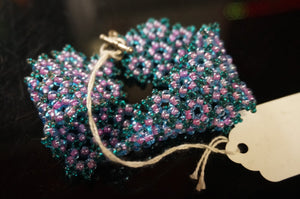 Blue/Purple Flower Beaded Bracelet - Caliculturesmokeshop.com